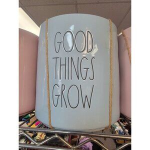 Large Rae Dunn Ceramic Planter "Good Things Grow" Blue Pot For Indoor/Outdoor Pl